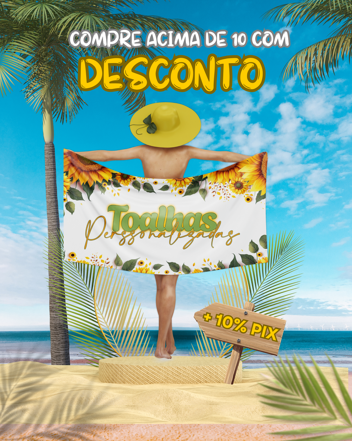 Toalha de praia coloque sua imagem personalizada