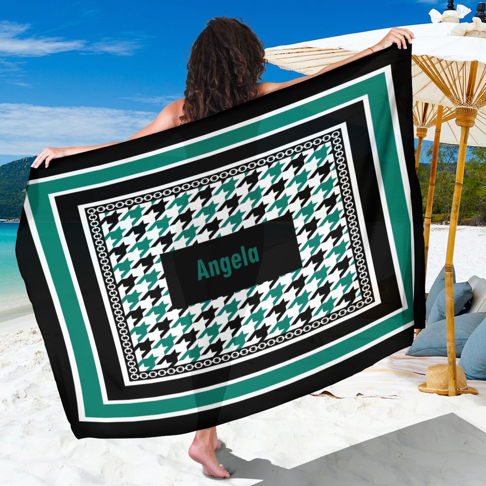 Canga Personalizada com nome detalhe GEOMÉTRICO EM 3 CORES 90x130cm MCLISTA6