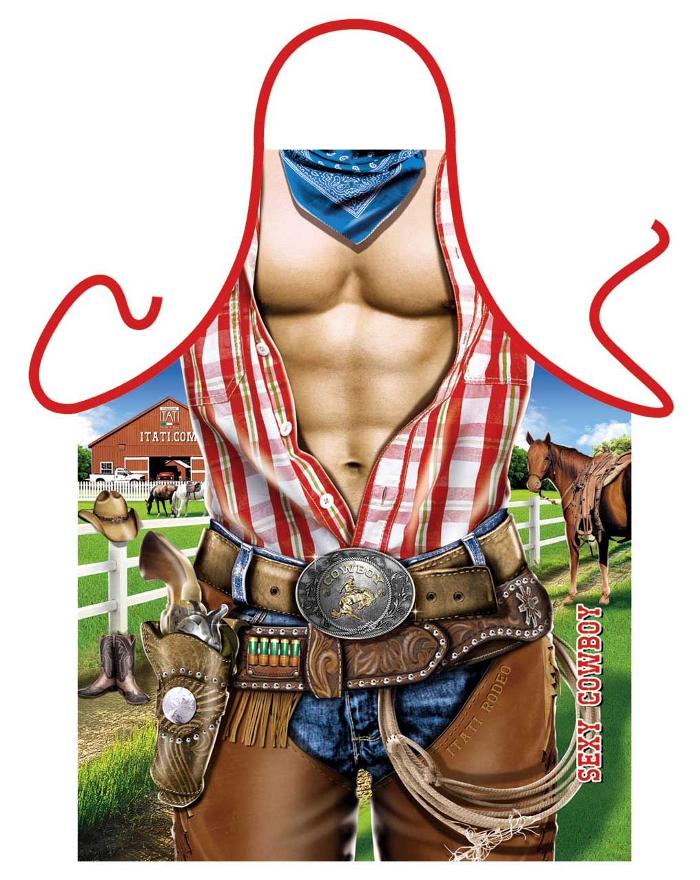 Avental divertido COWBOY SEXY PEÃO SARADO churrasco fantasia