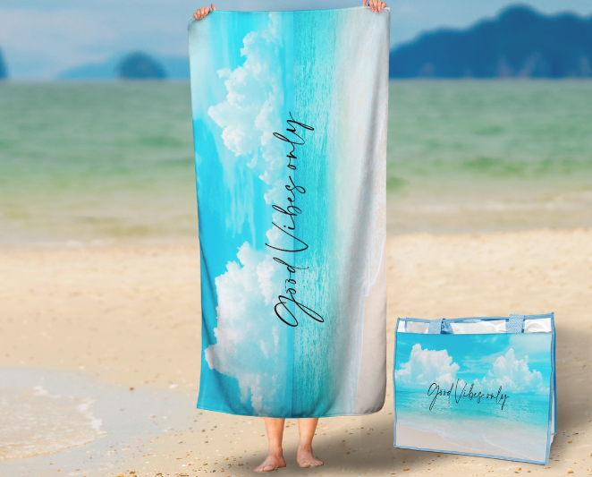 Kit Toalha de Praia + Sacola Personalizada
