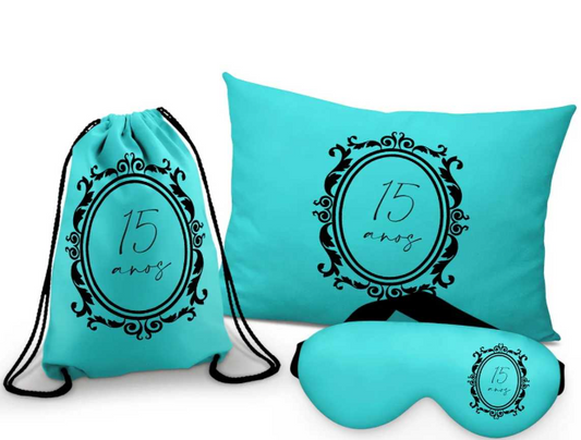 Kit 3 itens com Almofada + máscara + Mochilinha  personalizada AMM