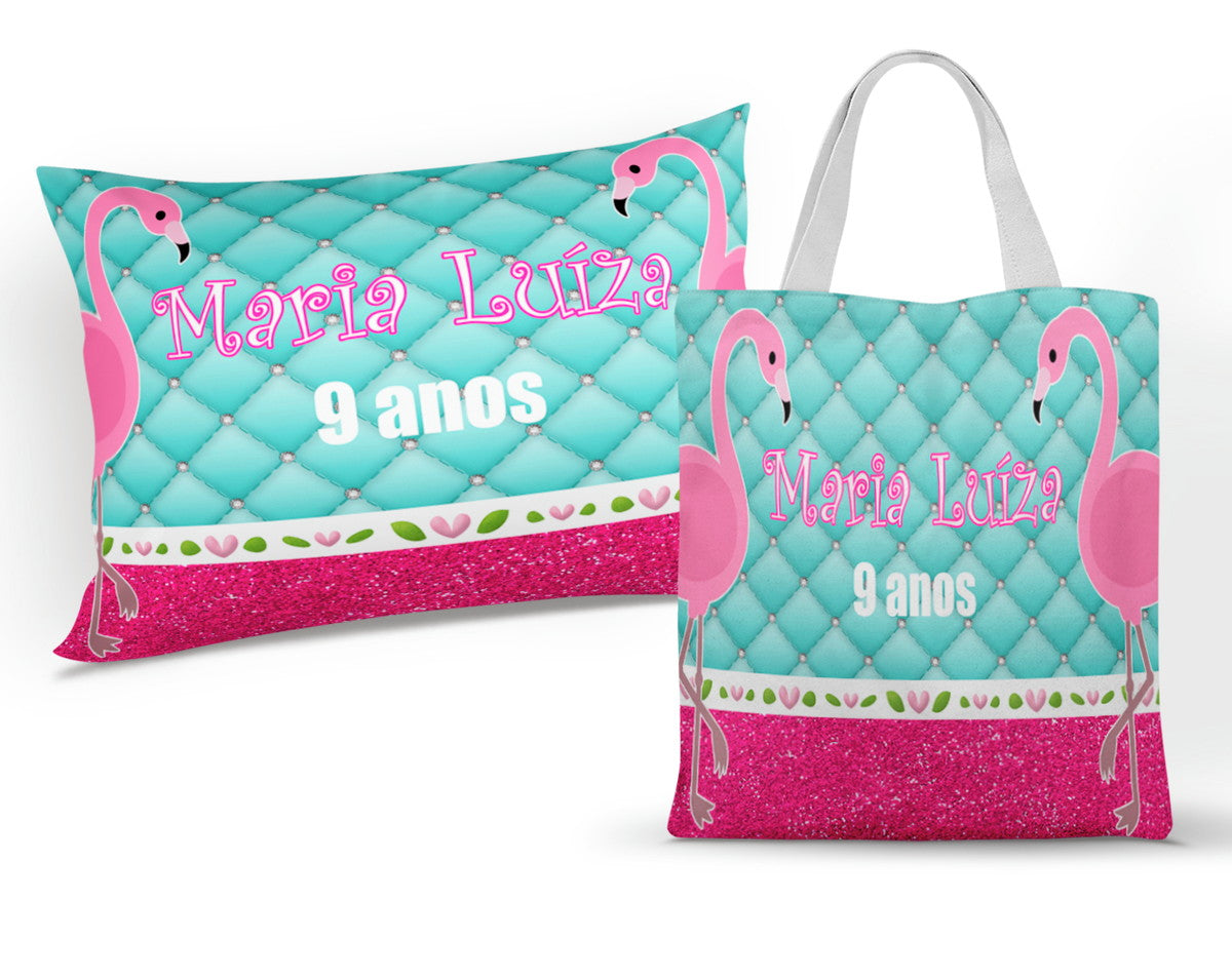 Kit 2 itens com Almofada + Sacolinha Ecobag  Personalizada 2AS