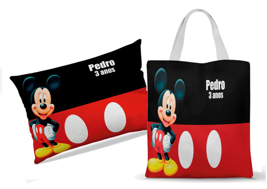Kit 2 itens com Almofada + Sacolinha Ecobag  Personalizada 2AS