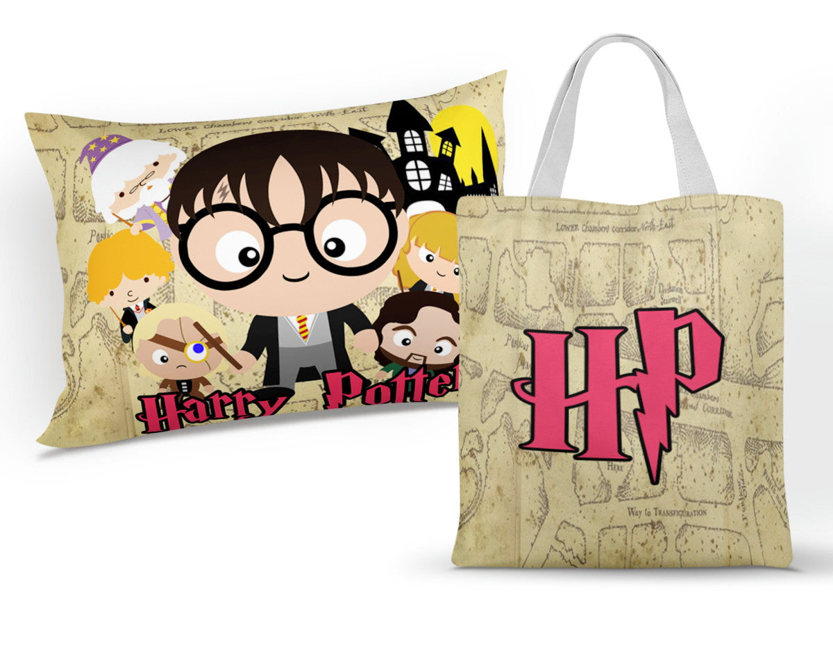 Kit 2 itens com Almofada + Sacolinha Ecobag  Personalizada 2AS
