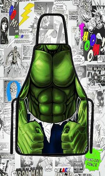 Avental divertido Hulk verde para churrasco e fantasia