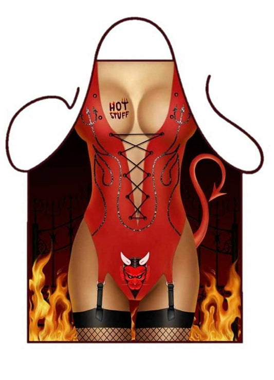Avental divertido DIABINHA SEXY adulto churrasco fantasia
